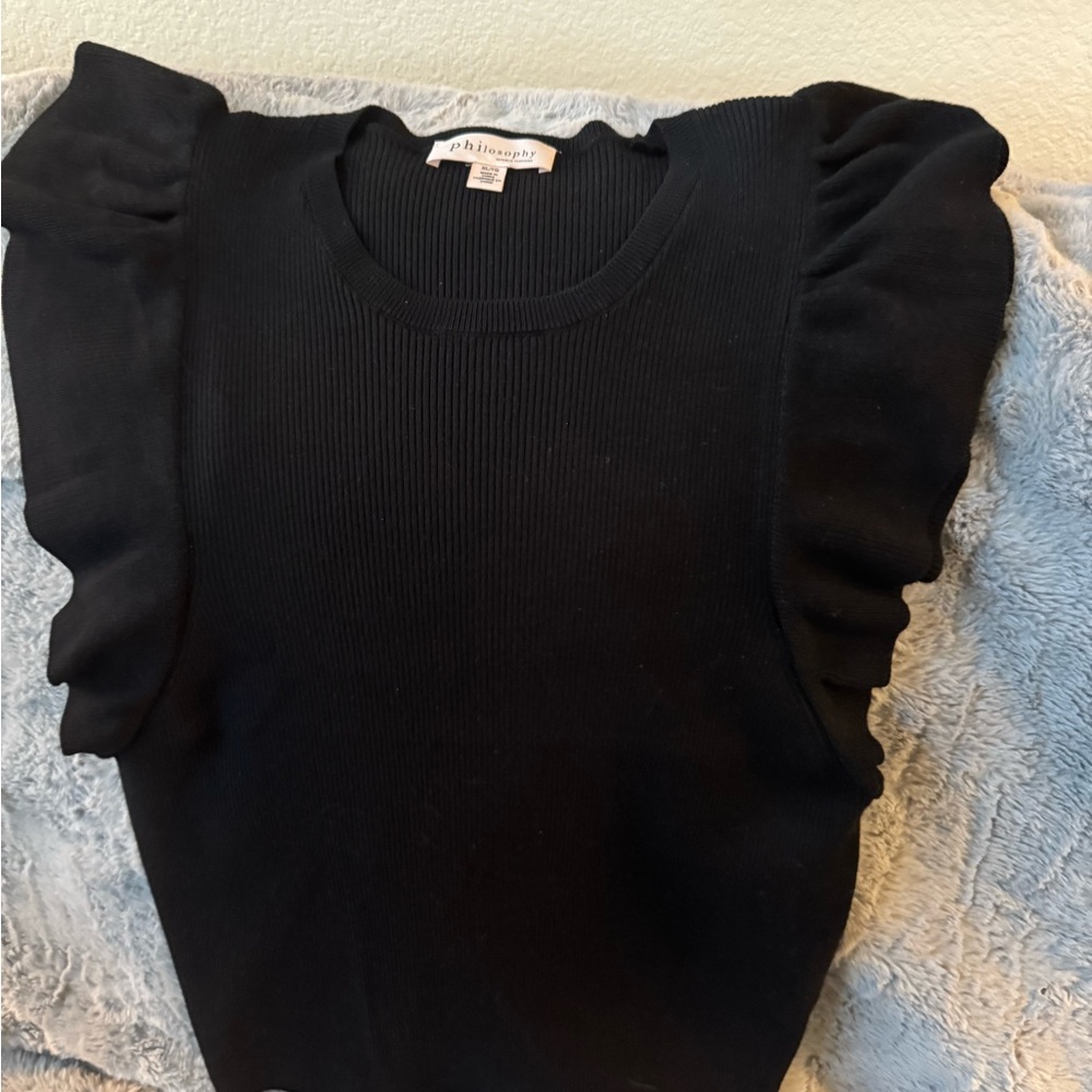 Philosophy Black Ribbed Sweater